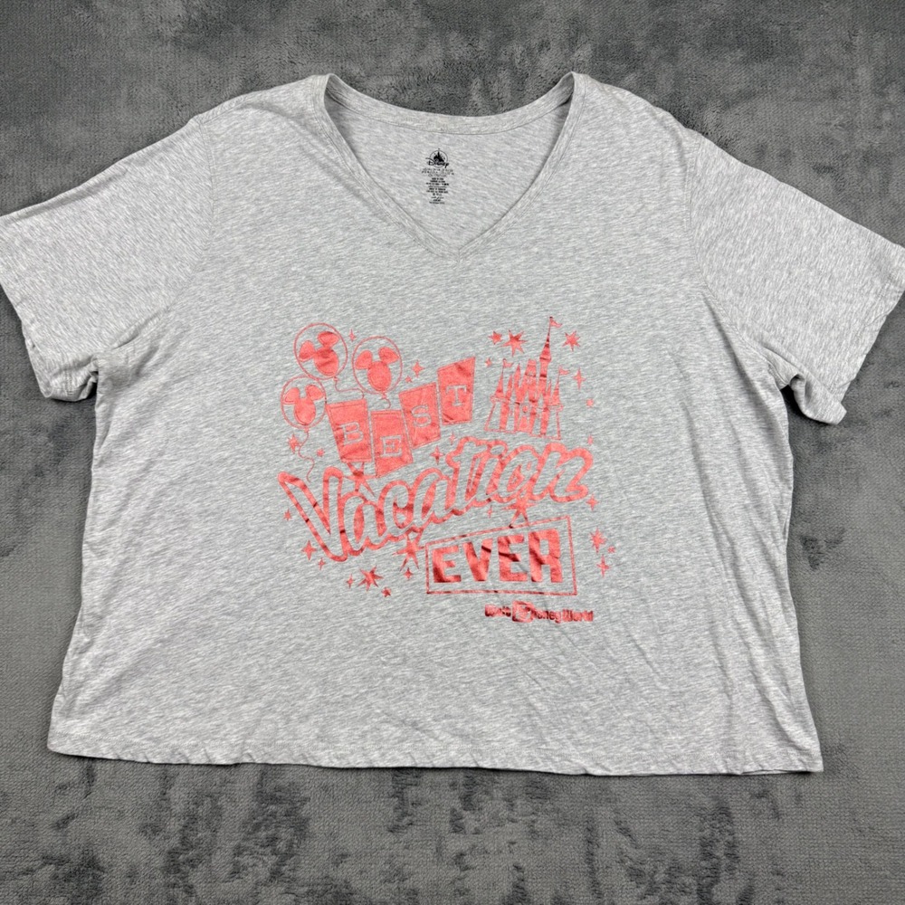 Disney Parks Walt Disney World Best Vacation Ever Gray V-Neck Graphic Tee 2X